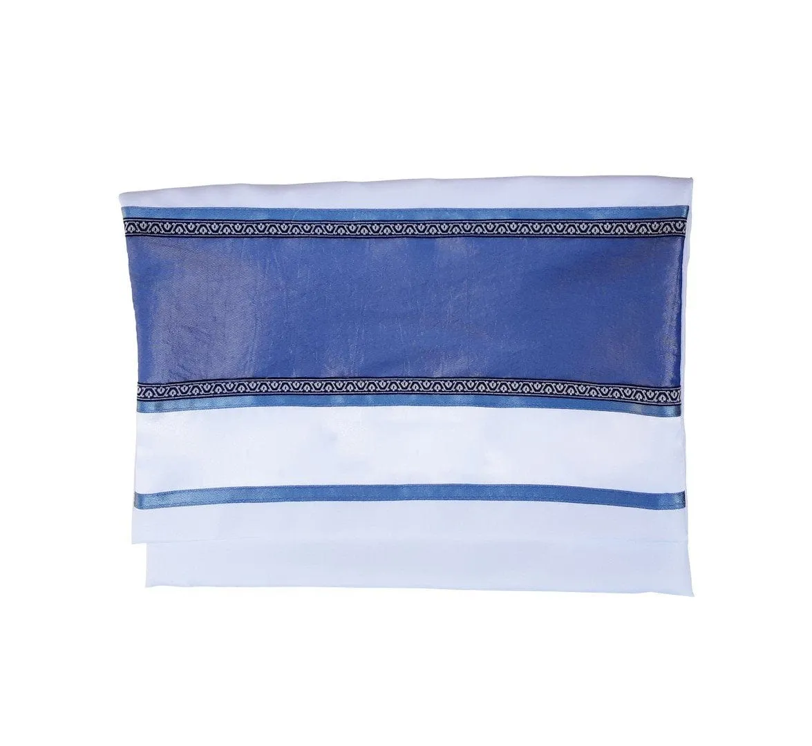 Smoked Blue Taffeta Decorated Tallit Bag, Bar Mitzvah Tallit Bag, Personalized Tallit Bag