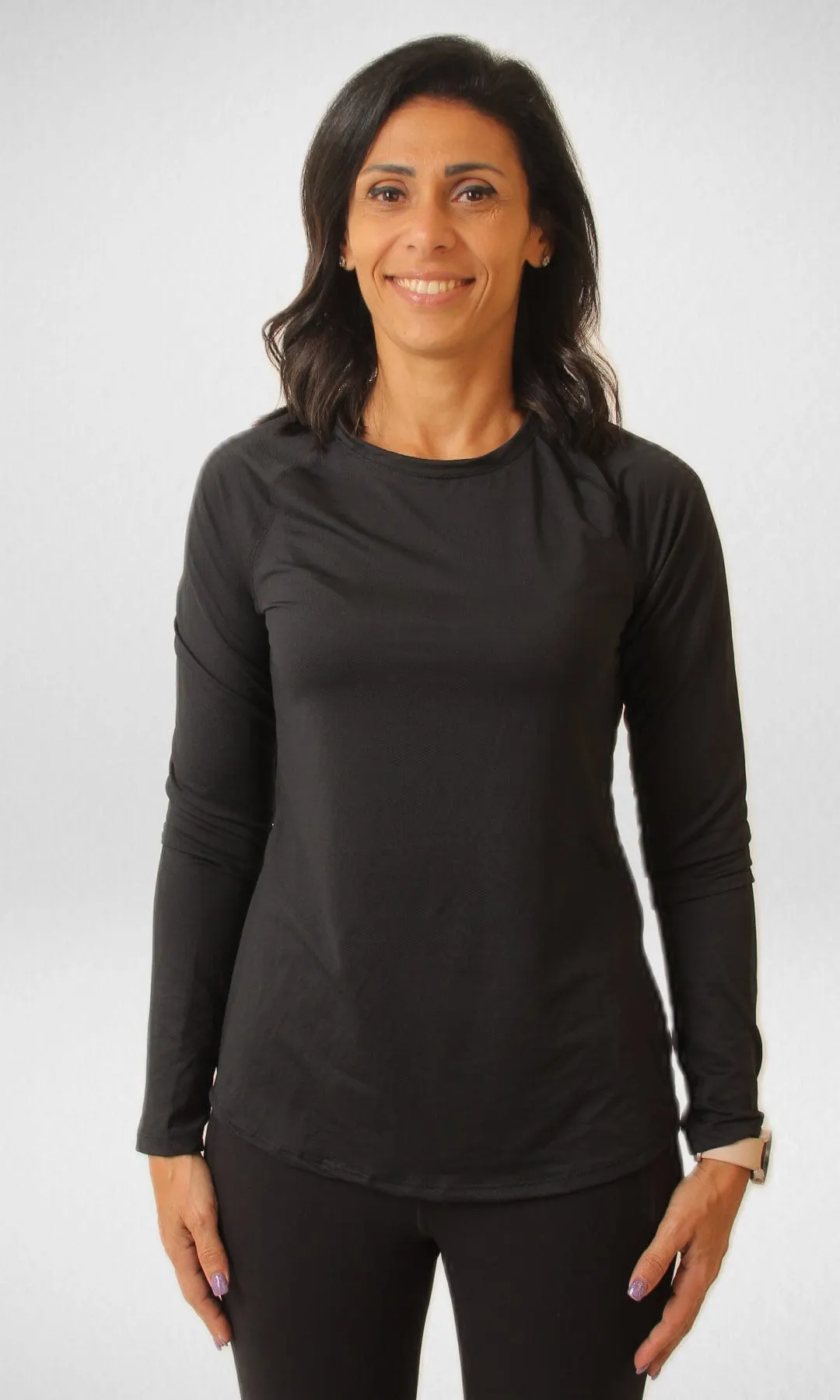 Sports Long Sleeve Women T-shirt (Black)