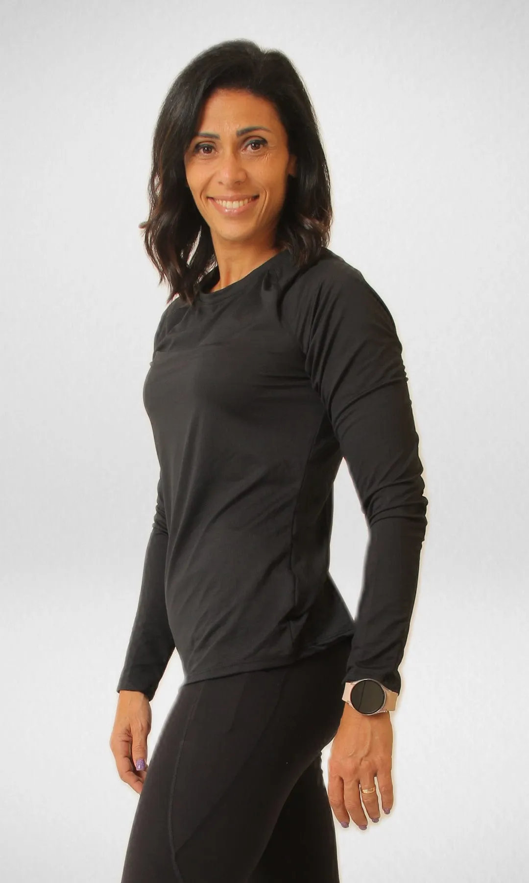 Sports Long Sleeve Women T-shirt (Black)