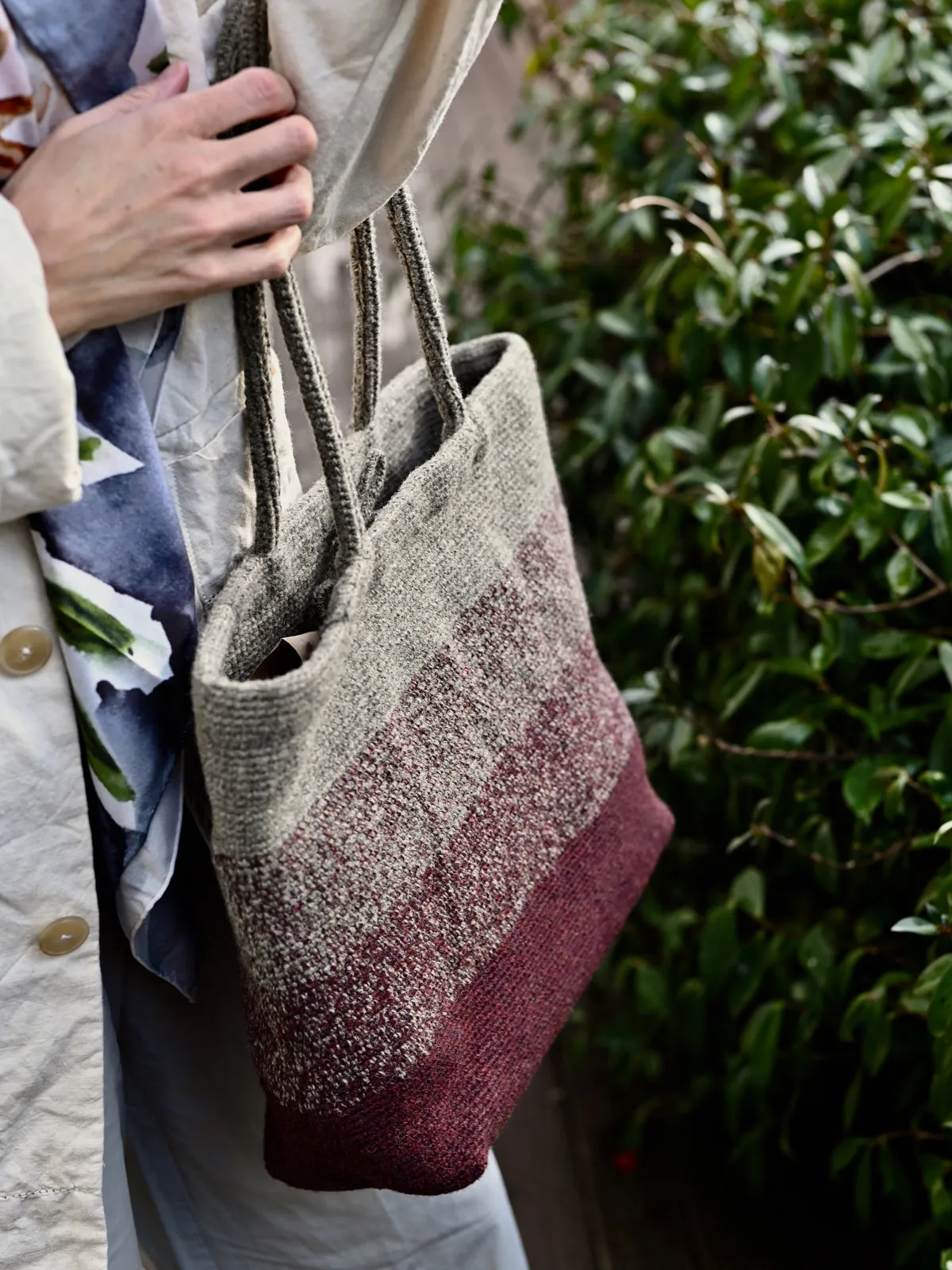 Striped Wool Shoulder Bag - Large