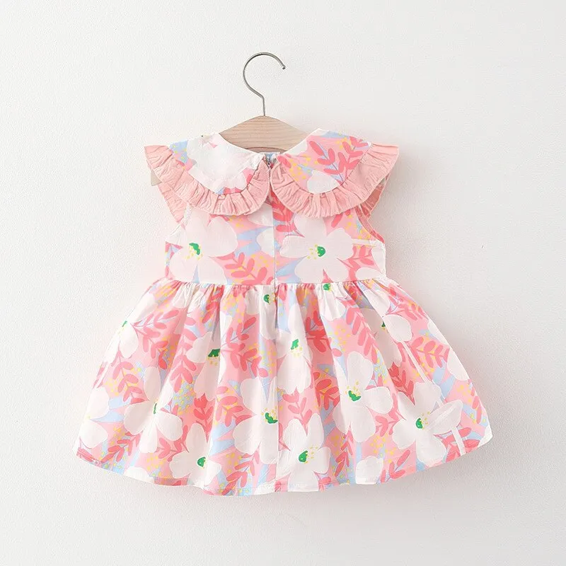 Summer cotton dress for little girls with bag