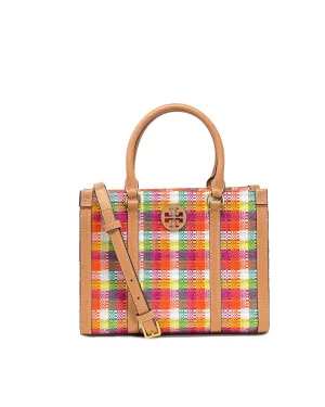 Tory Burch Poppy Red / Multi Blake Plaid Small Tote