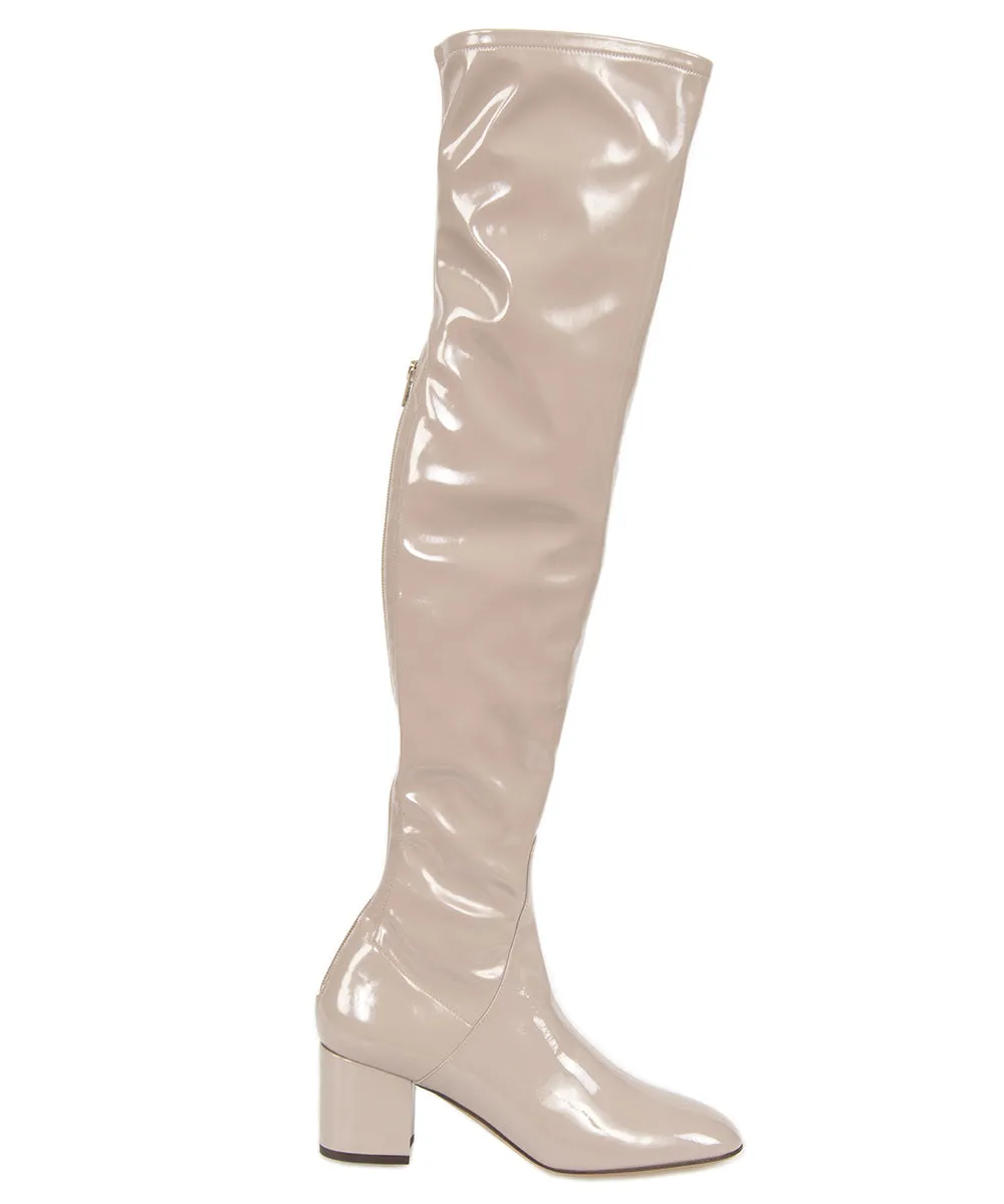 Valentino Patent Leather Over The Knee Boots | Poudre | Size 39.5