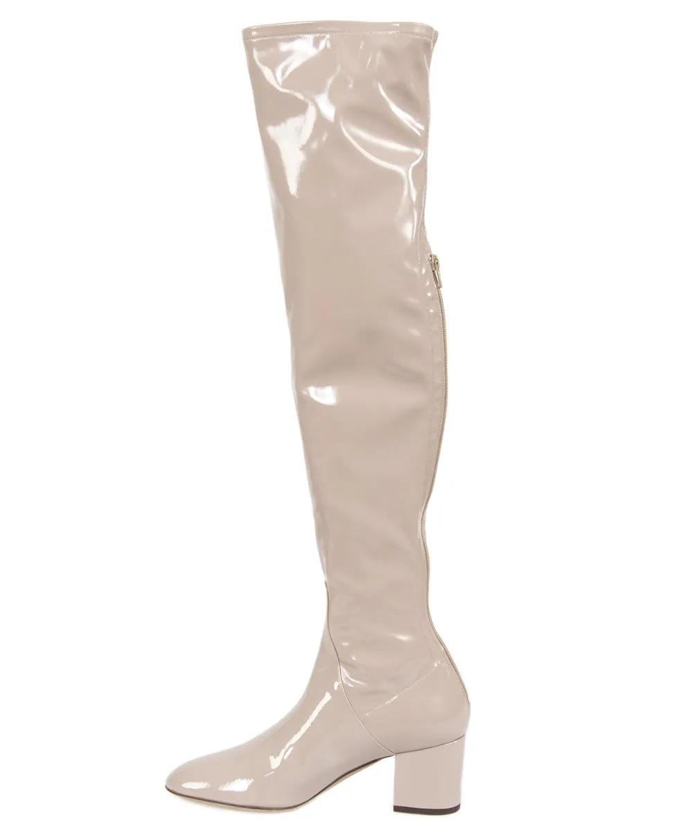 Valentino Patent Leather Over The Knee Boots | Poudre | Size 39.5