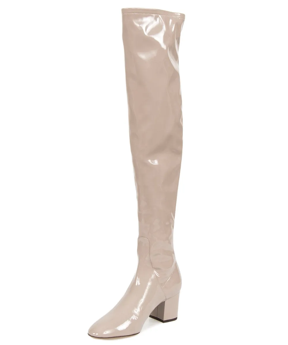 Valentino Patent Leather Over The Knee Boots | Poudre | Size 39.5