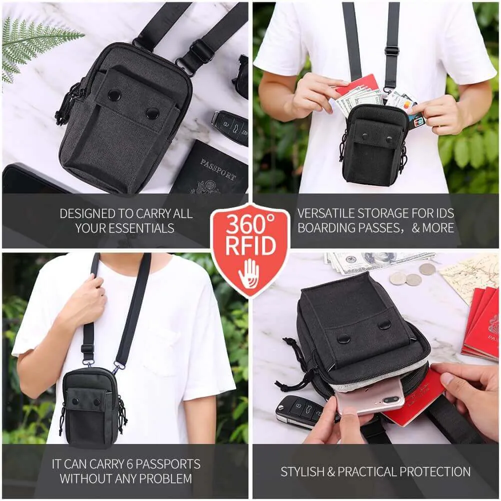 Versatile RFID Travel Crossbody Bag | Water-Resistant & Secure