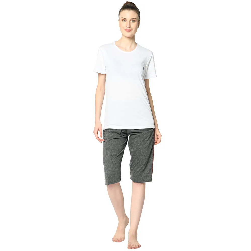 Vimal Jonney Grey 3/4th Capri For Women's