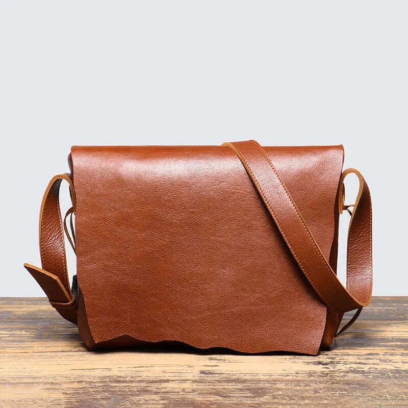 Vintage Leather Crossbody Messenger Bag - Unisex, High Quality