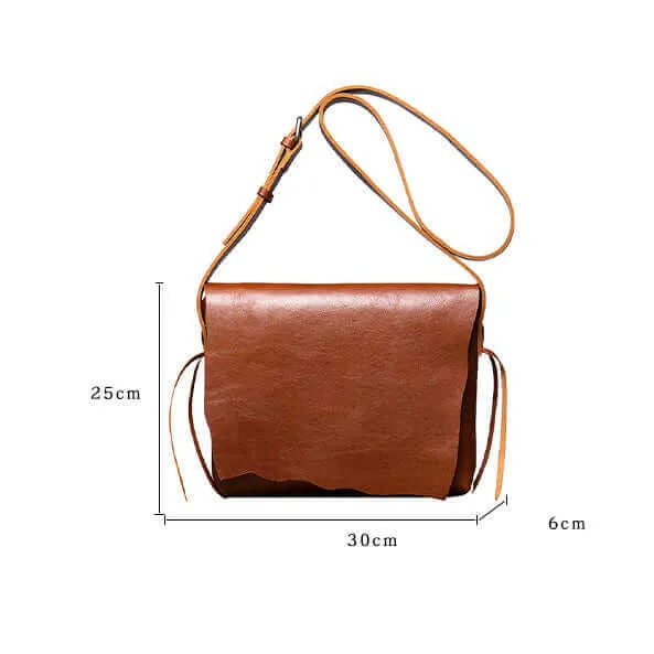 Vintage Leather Crossbody Messenger Bag - Unisex, High Quality