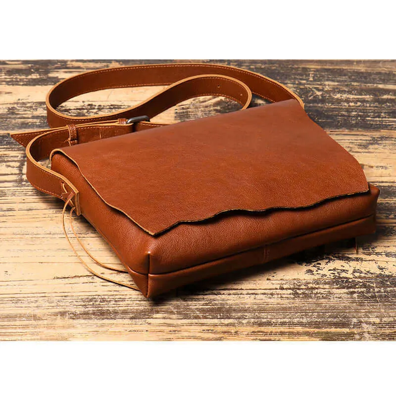 Vintage Leather Crossbody Messenger Bag - Unisex, High Quality