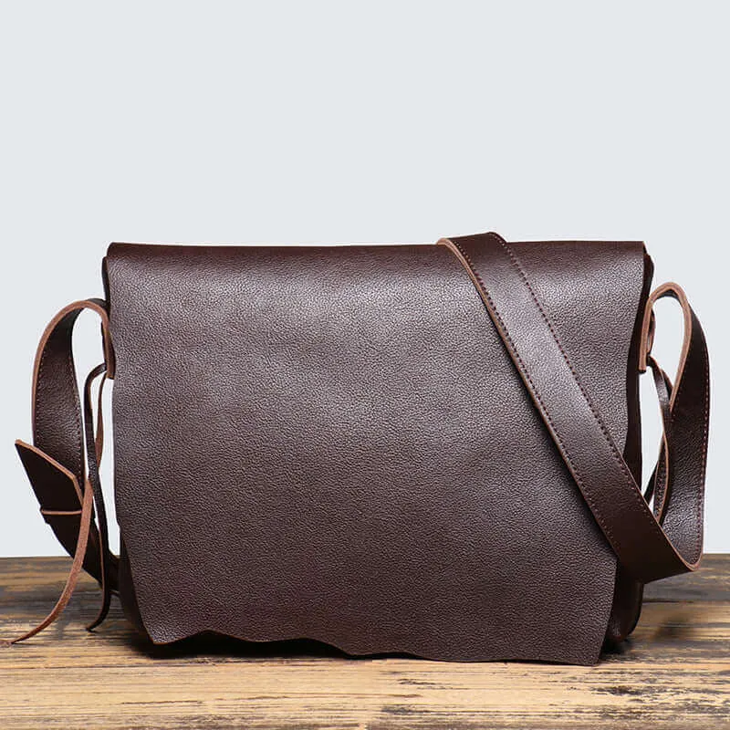 Vintage Leather Crossbody Messenger Bag - Unisex, High Quality