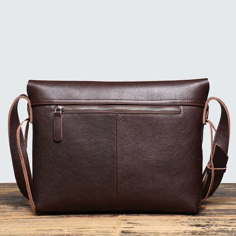 Vintage Leather Crossbody Messenger Bag - Unisex, High Quality