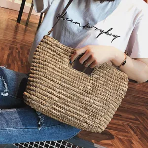 Weave Straw Braided Shoulder Tote Bag