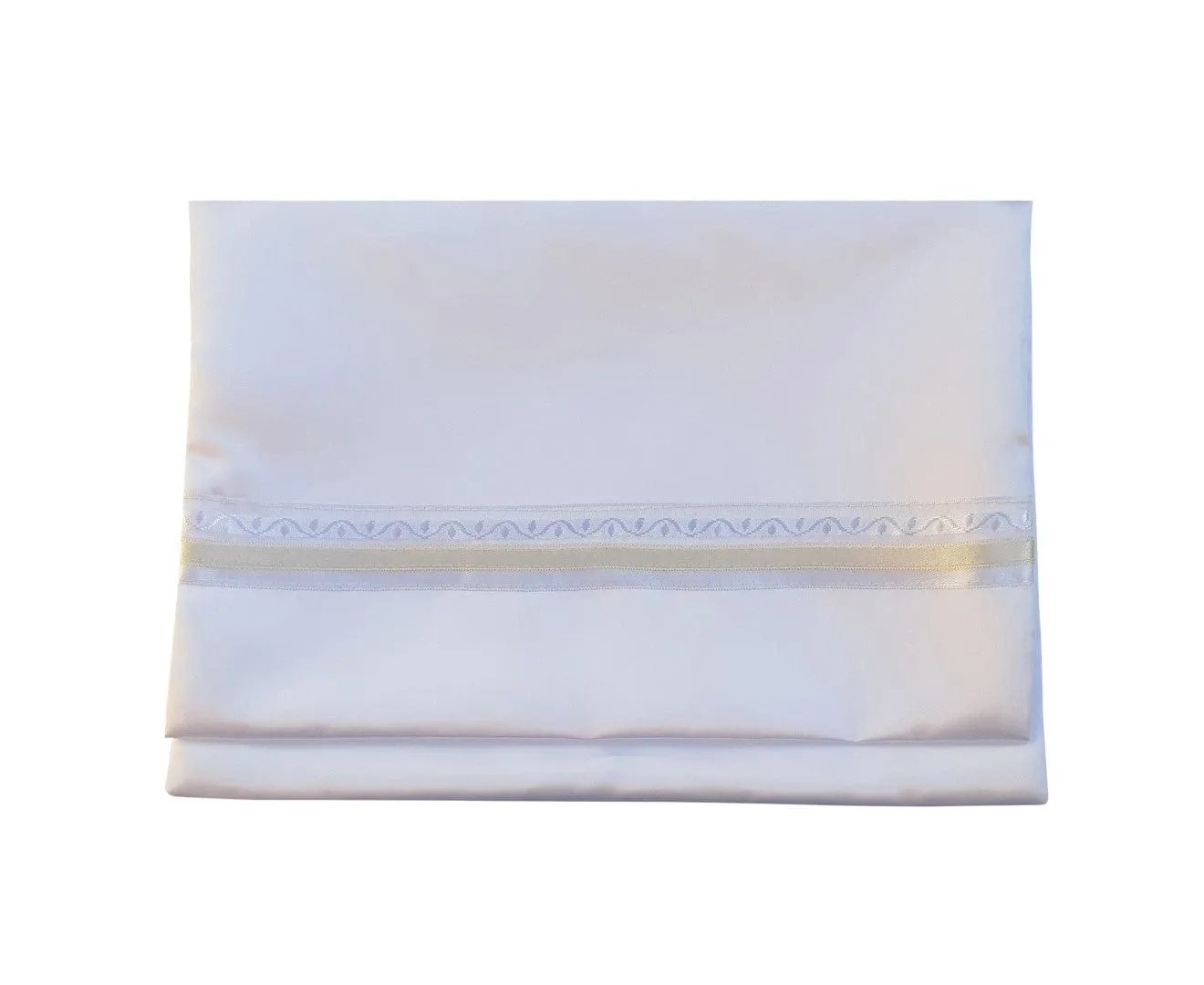 White On White Classic Tallit With Embroidered Atarah, Tzitzit Hebrew Prayer Shawl, Bar Mitzvah Tallit