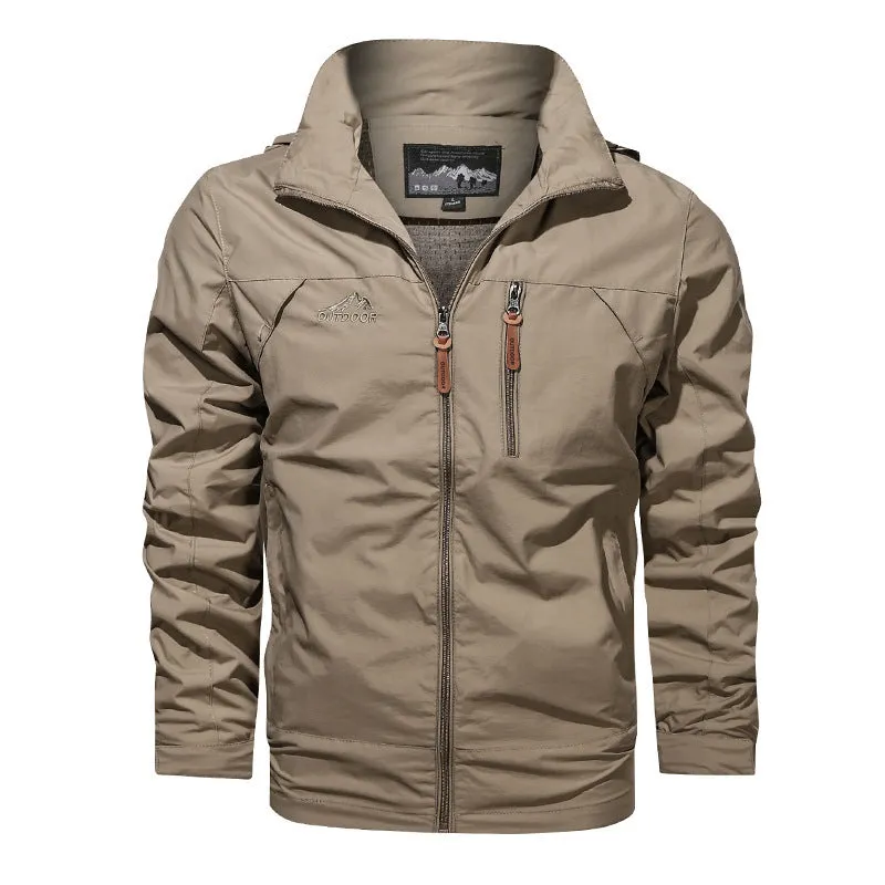 WINDPROOF AND WATERPROOF OUTDOOR HOODED JACKET FOR MEN