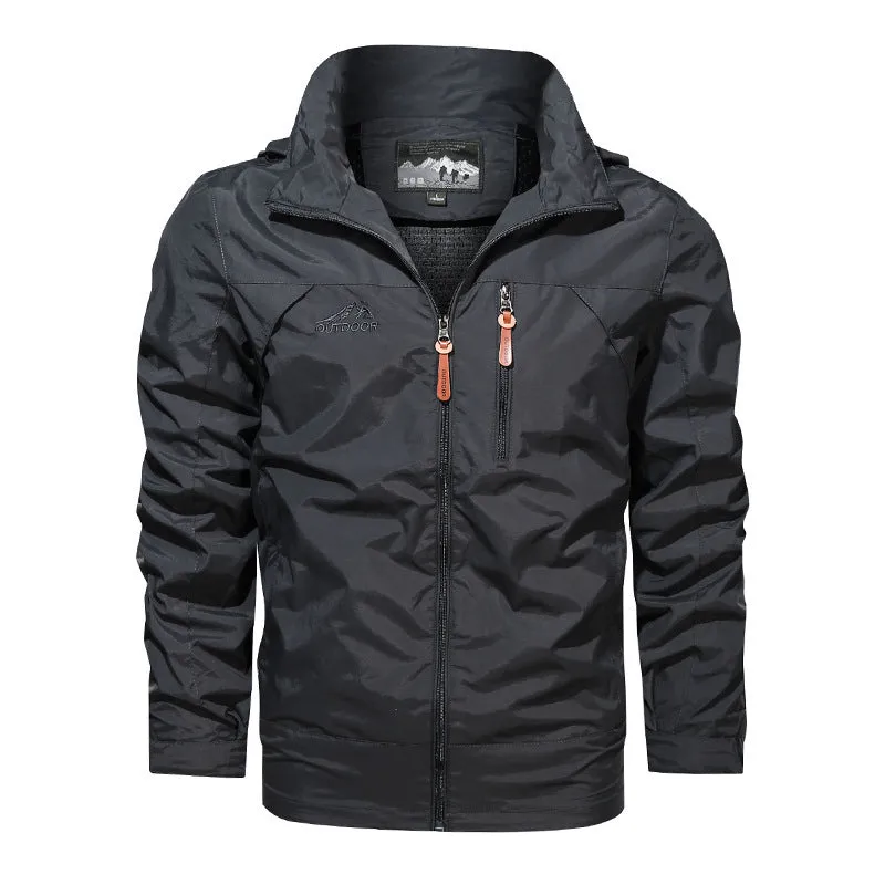 WINDPROOF AND WATERPROOF OUTDOOR HOODED JACKET FOR MEN