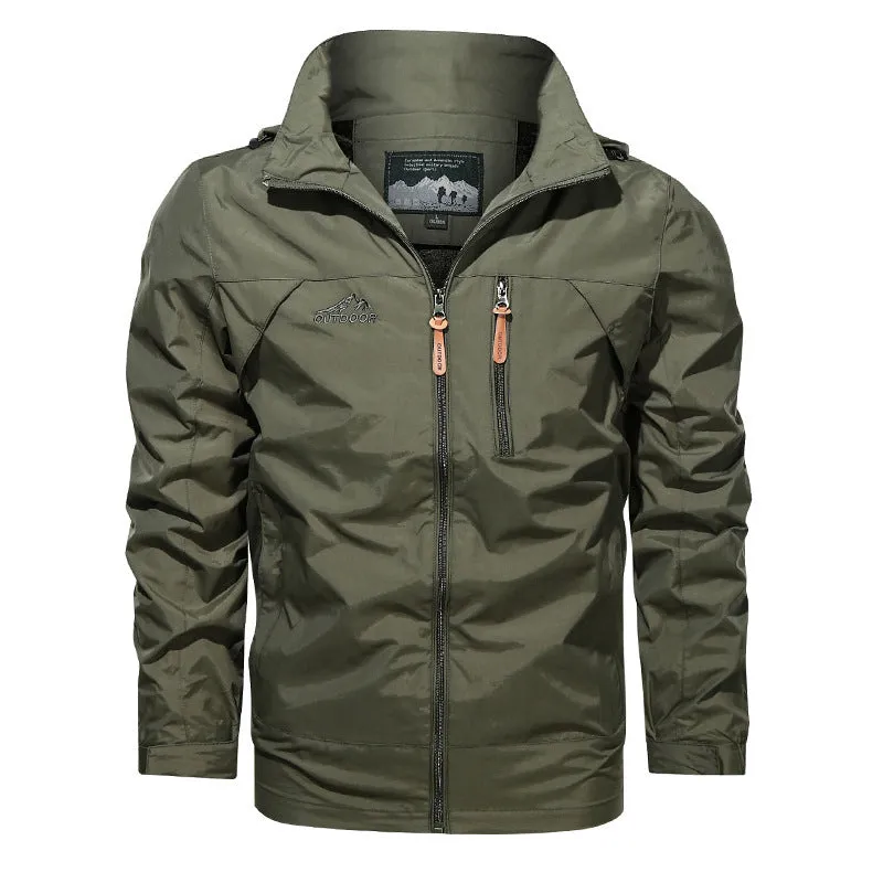 WINDPROOF AND WATERPROOF OUTDOOR HOODED JACKET FOR MEN