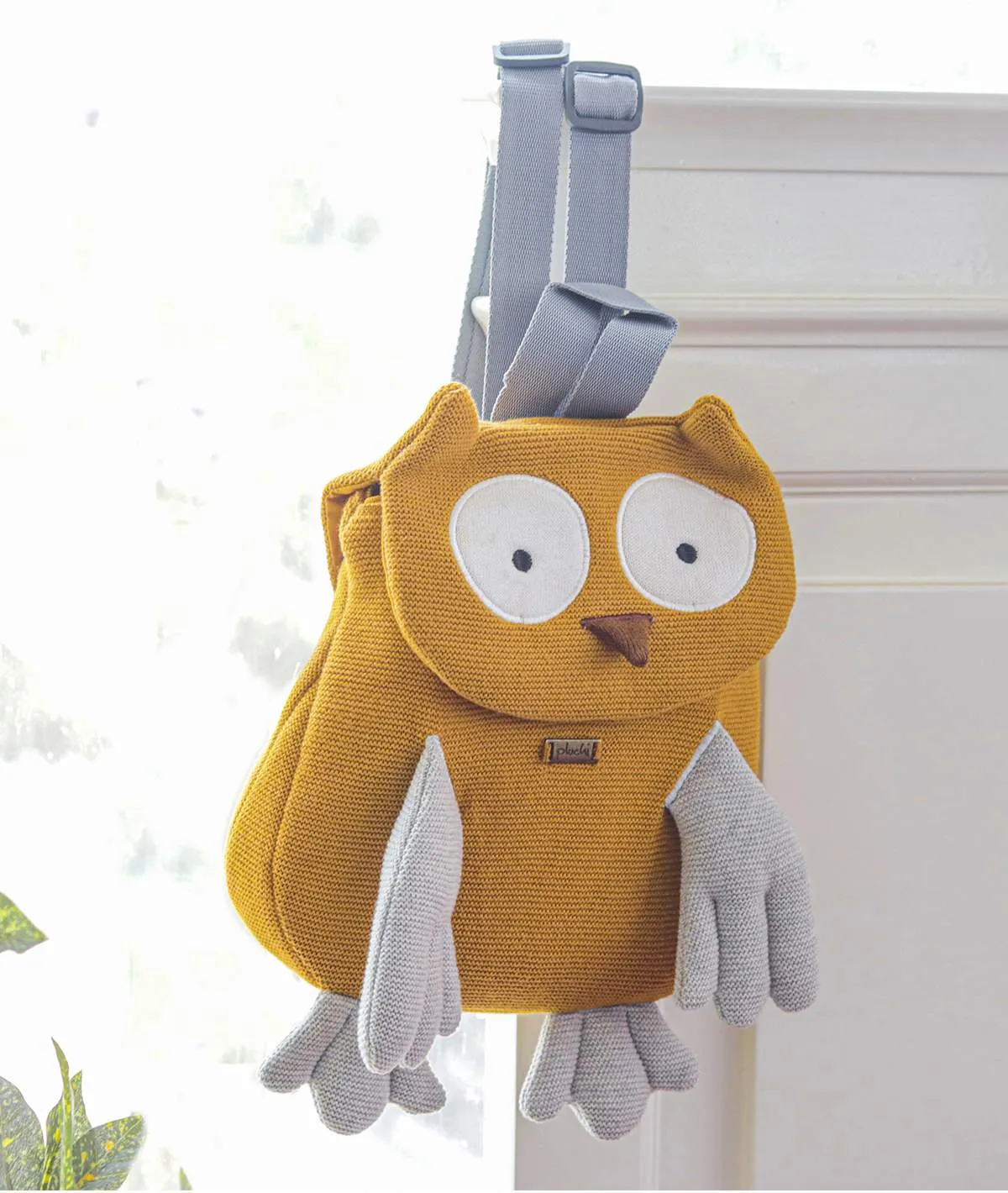 Wise Mr.Owl Kids Carry Bag in Mustard & Vanilla Grey Color