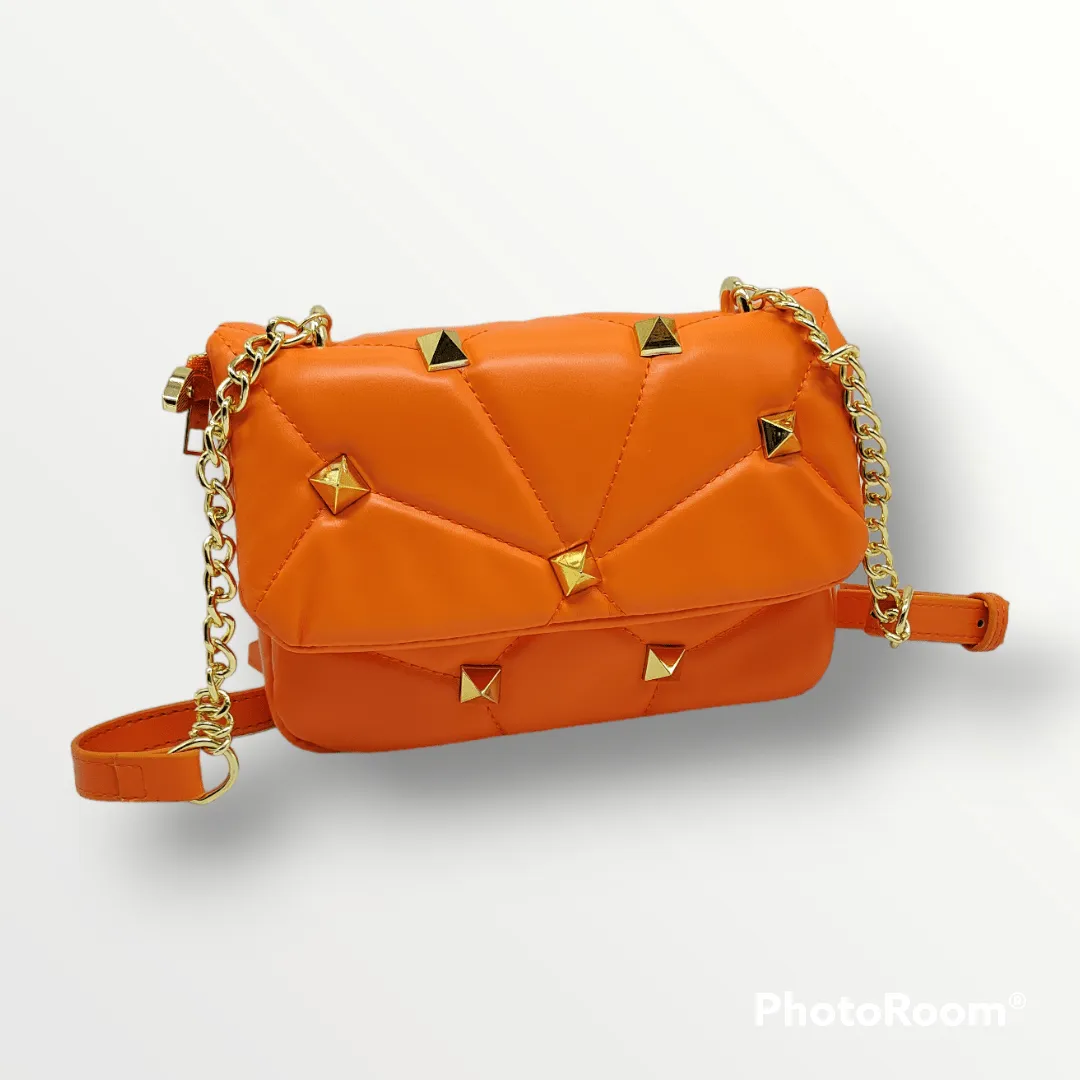 Women Bag - Golden - Capitone- Orange