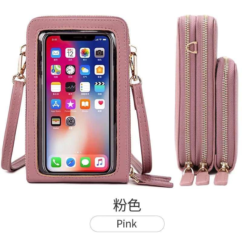 women hand bags Transparent Touch screen mini mobile phone bags purse Small shoulder cross body bags women handbags