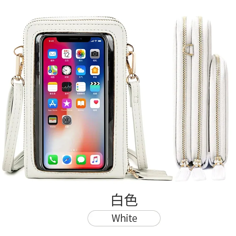 women hand bags Transparent Touch screen mini mobile phone bags purse Small shoulder cross body bags women handbags