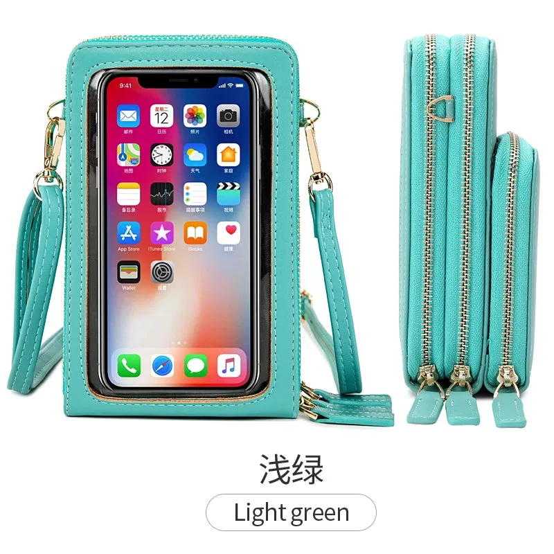 women hand bags Transparent Touch screen mini mobile phone bags purse Small shoulder cross body bags women handbags