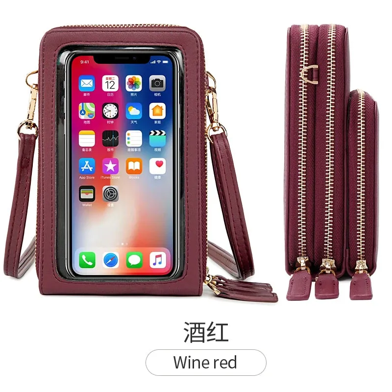 women hand bags Transparent Touch screen mini mobile phone bags purse Small shoulder cross body bags women handbags