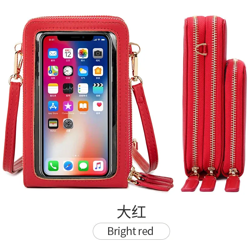 women hand bags Transparent Touch screen mini mobile phone bags purse Small shoulder cross body bags women handbags