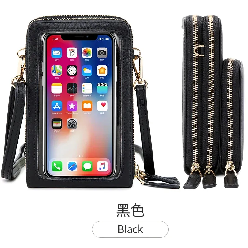 women hand bags Transparent Touch screen mini mobile phone bags purse Small shoulder cross body bags women handbags