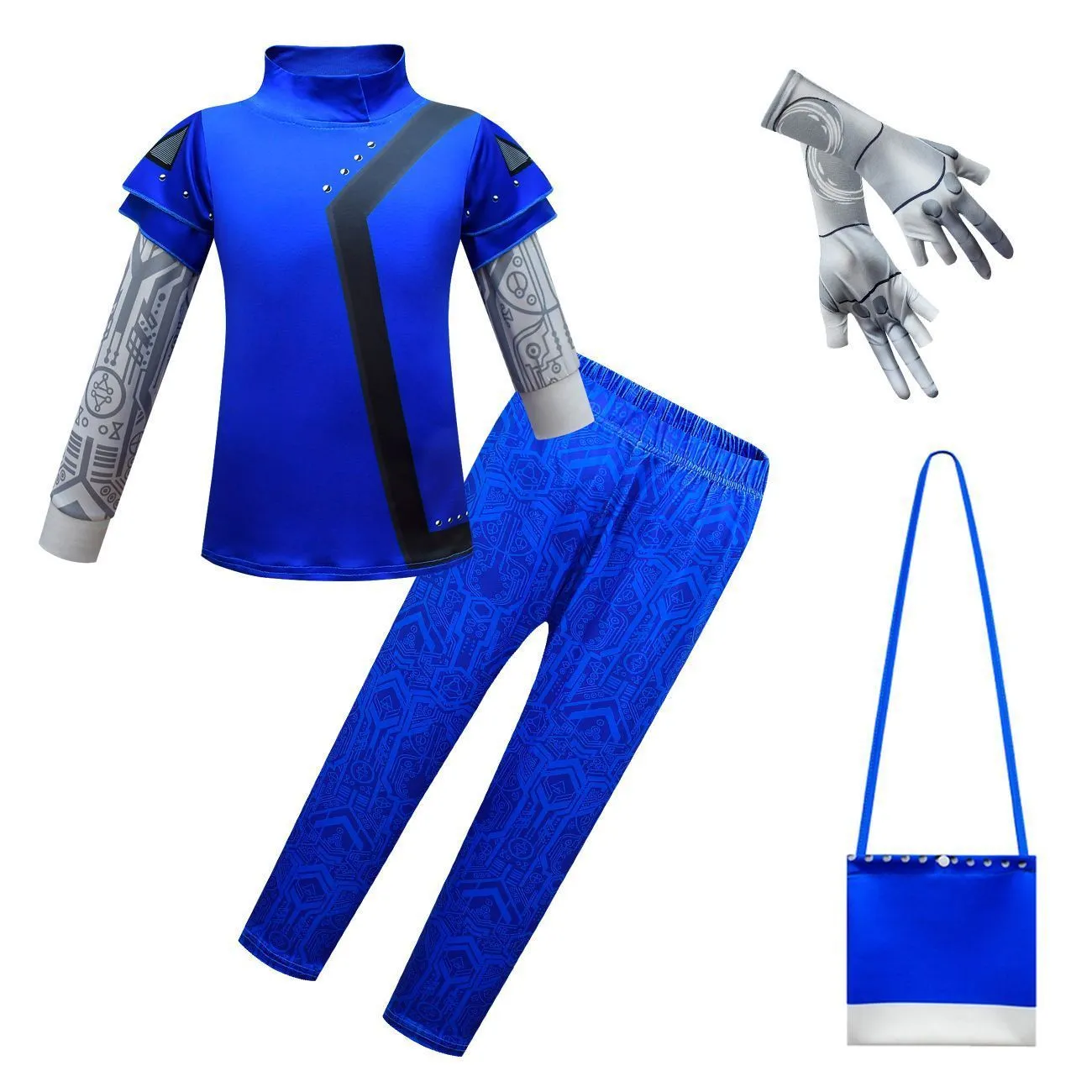 Zombies 3 Blue Cosplay two piece set Costume Bodysuit Outfits for kids